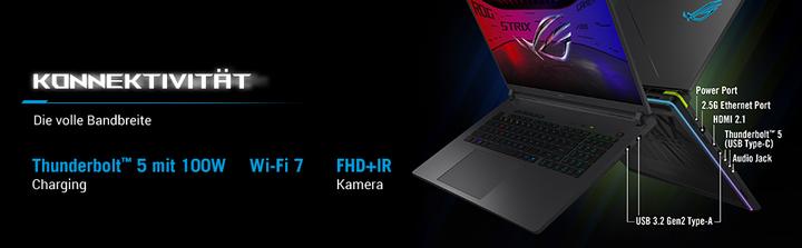 Image du produit ASUS ROG Strix G16 RTX 5070 Ti (16", Intel Core Ultra 7 255HX, 32 Go, 1000 Go, DE)