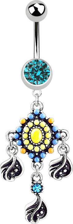 Star Piercing Banane silber mit Anhänger Tribal (Messing, Chirurgenstahl 316L)