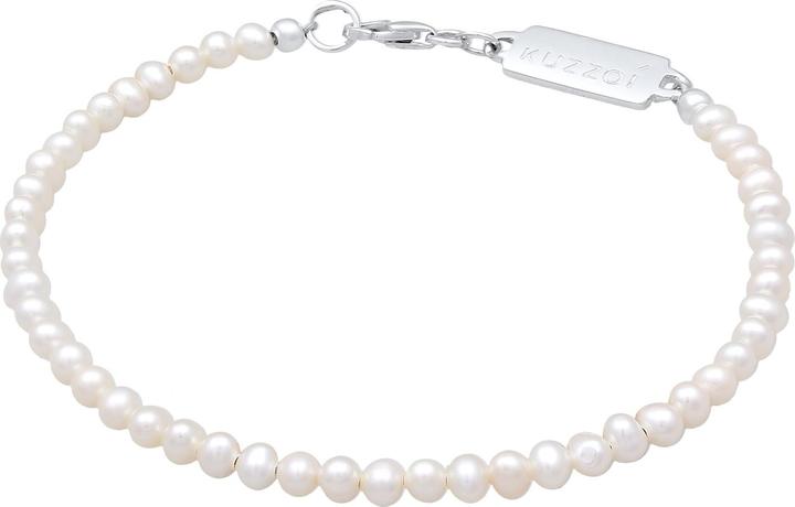 Immagine prodotto Kuzzoi Bracciale perle d'acqua dolce classico liscio in argento 925 (21 cm, Nessuna pietra, Acciaio inossidabile, Perle coltivate d'acqua dolce, Argento 925)