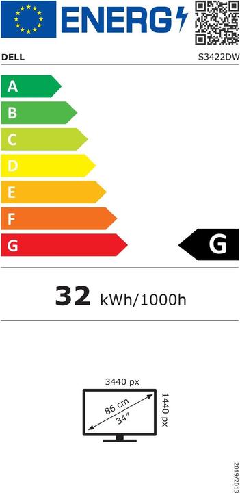 Energie-Label Dell S3422DW (3440 x 1440 Pixel, 34")