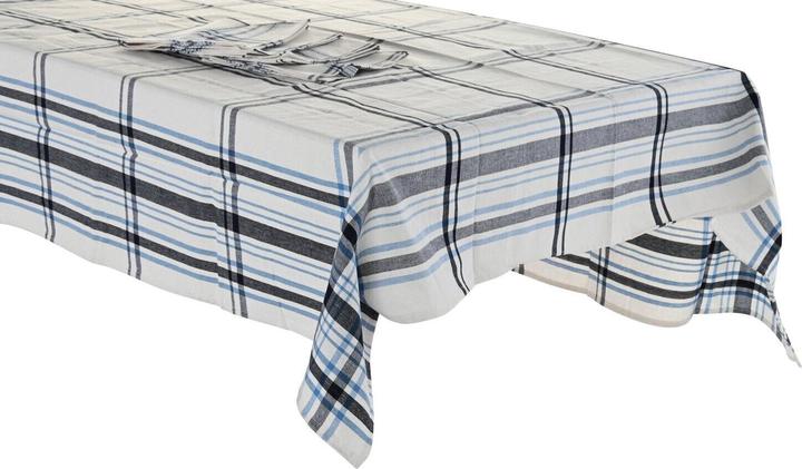 DKD Home Decor Tischdecke und Servietten 150 x 150 x 0,5 cm Schwarz Beige Blau Weiss