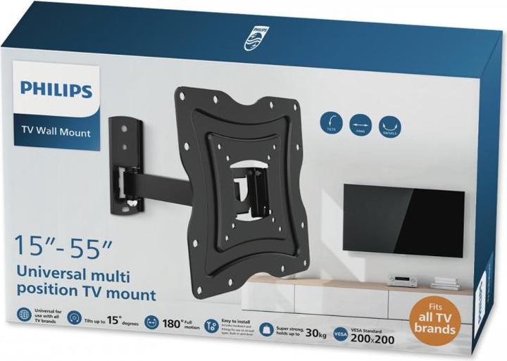 Immagine prodotto MCL Supporto Da Parete Articolato Per Schermi A Tariffa Flat Da 15 A 55 Pollici (Muro, 55", 25 kg)