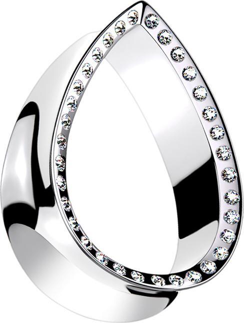 Produktbild Star Piercing Flared Tunnel silber Tropfen mit Kristall silber (Chirurgenstahl 316L)