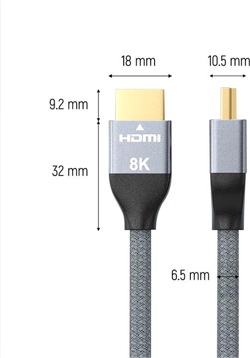 Produktbild Wozinsky cable HDMI 2.1 8K 60 Hz 48 Gbps / 4K 120 Hz / 2K 144 Hz 1 m Silver (WHDMI-10) (1 m, HDMI)