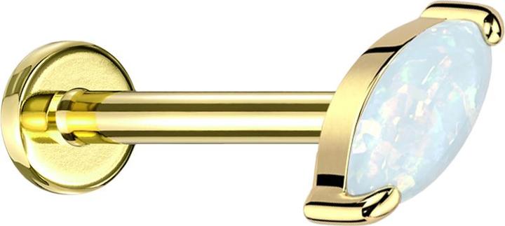 Actual product image Star Piercing Micro labret internal thread gold-plated oval opal white (without brass, Titanium G23)