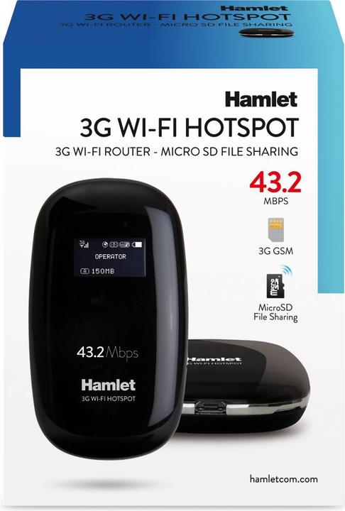 Immagine prodotto Hamlet Router Wi-Fi 3G condivisione rete fino a 10 dispositivi con slot Micro SD fino a 32 GB