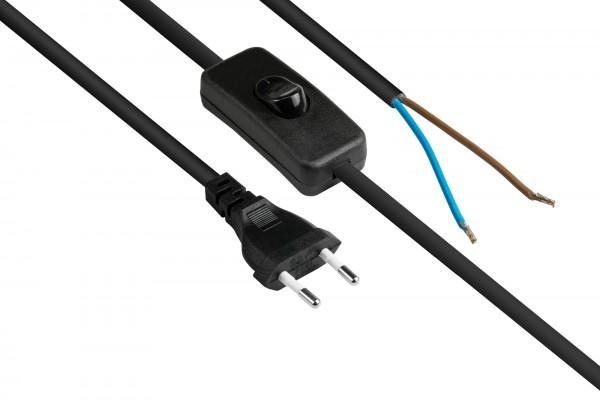 Produktbild Good Connections Euro-Netzkabel Euro-Stecker Typ C (gerade) an abisolierte Enden, mit Schalter, schwarz, 0,75 mm², 1 (1.50 m)