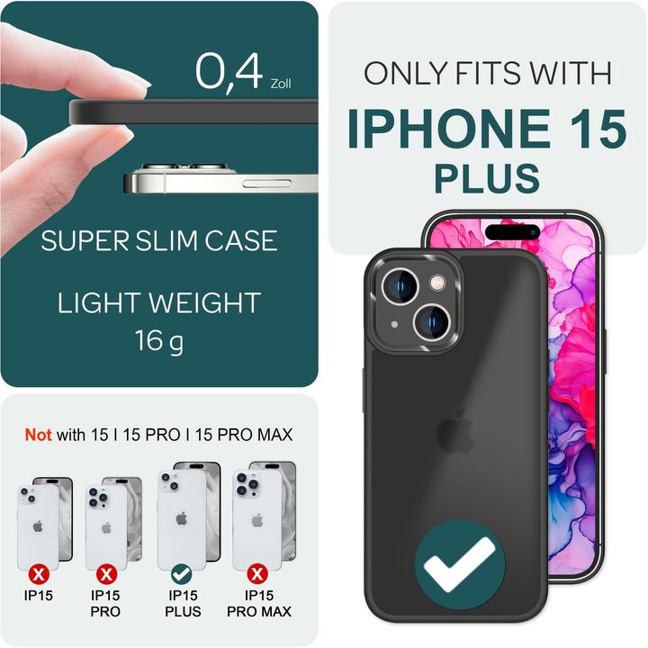 Immagine prodotto Nalia Manica ibrida opaca trasparente smerigliata (Apple iPhone 15 Plus)