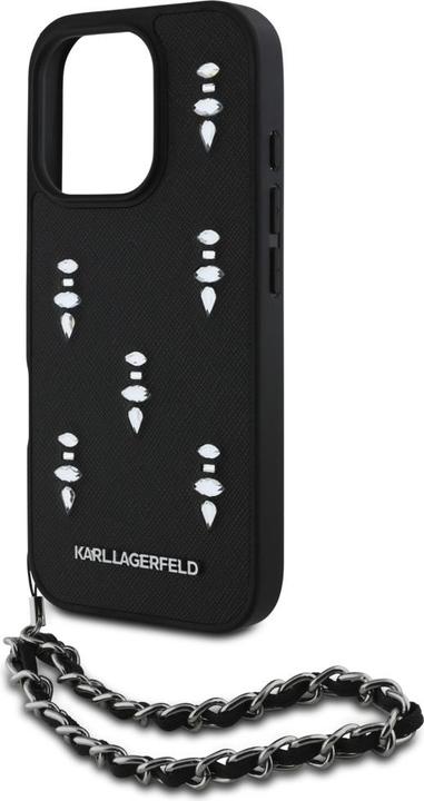 Immagine prodotto Karl Lagerfeld Case Saffiano Crystals w/Chain for iPhone 16 Pro black (Apple iPhone 16 Pro)
