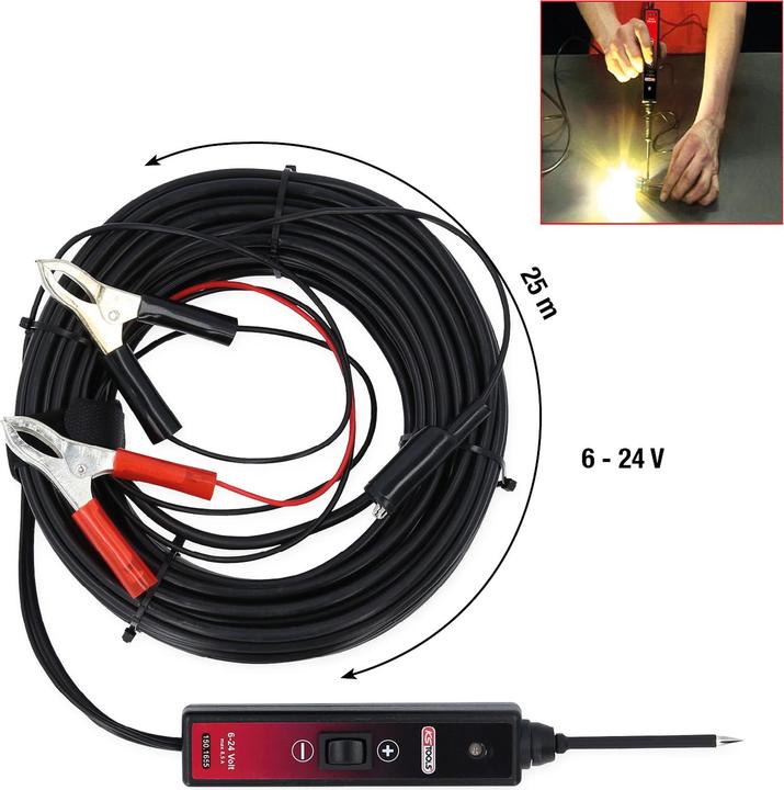Immagine prodotto KS Tools Lampada per test funzionali, 6 - 24 V DC, lunghezza del cavo 25 m
