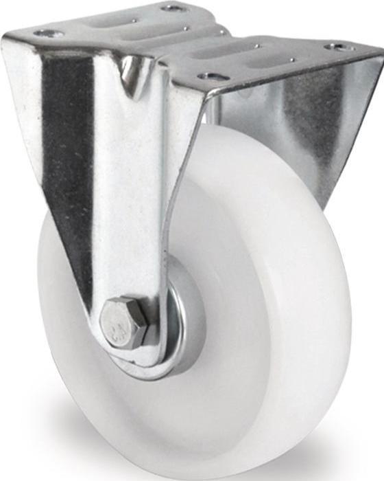 Actual product image eurokraft basic Nylon tyres, white, wheel Ø x width 200 x 50 mm, mounting plate, 2+ items, fixed