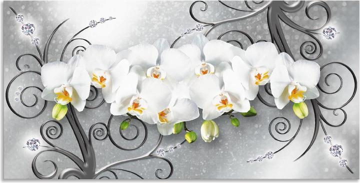 Produktbild Artland weisse Orchideen auf Ornamenten U1QV (150 x 75 cm)