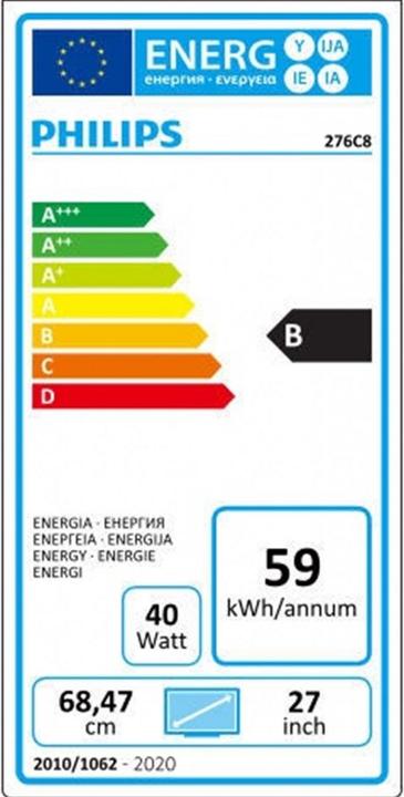 Energy Label Philips 276C8/00 (2560 x 1440 pixels, 27")
