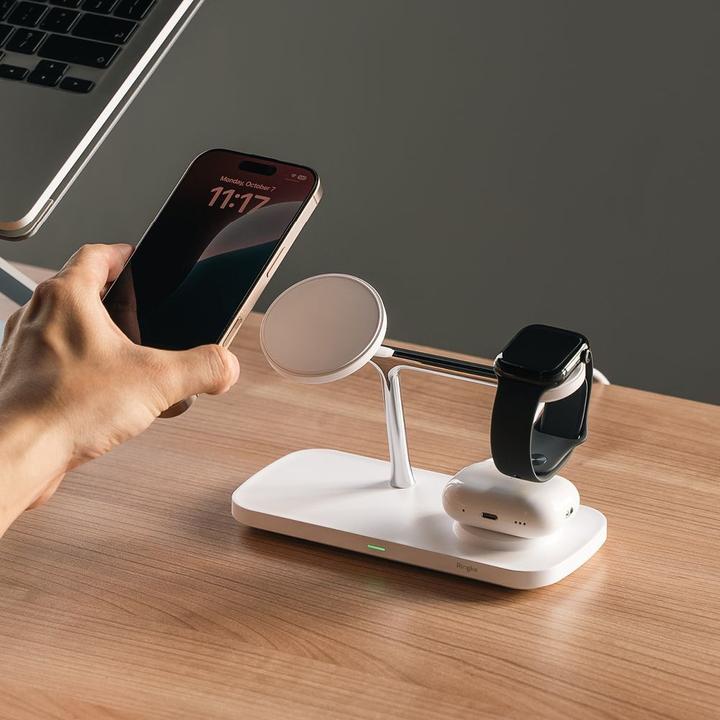 Productafbeelding Ringke 3in1 QI2 MagSafe Wireless Charger - White (15 W)