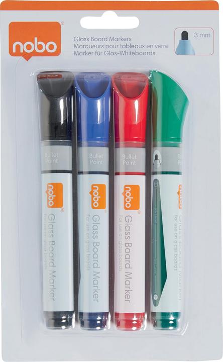 Actual product image Nobo Glass board marker (colour assorted, 3 mm, 4 x)