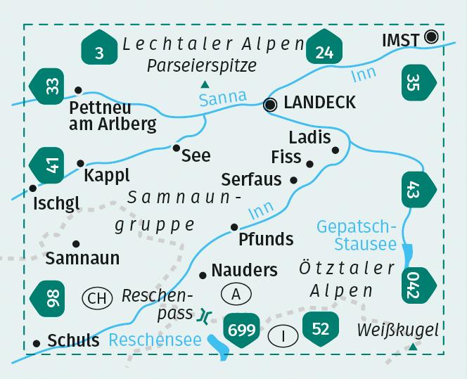 Produktbild Wanderkarte 42 Landeck, Nauders, Samnaungruppe 1:50.000