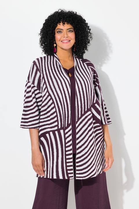 Produktbild Ulla Popken Strickjacke, Jacquard-Feinstrick, Stehkragen, Halbarm (46, 48)