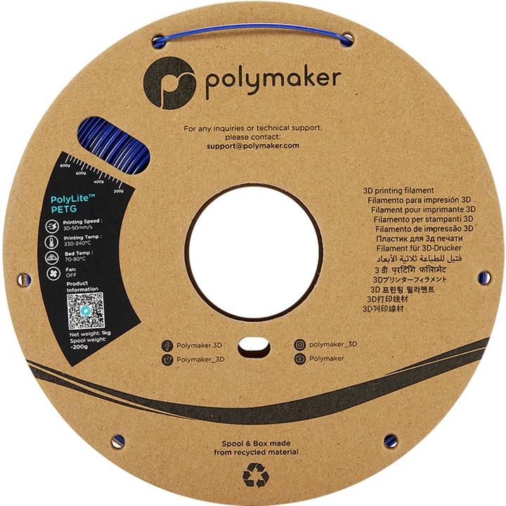 Produktbild Polymaker PB01020 PolyLite Filament PETG hitzebeständig, hohe Zugfestigkeit 2.85 (PETG, 2.85 mm, 1000 g, Blau)