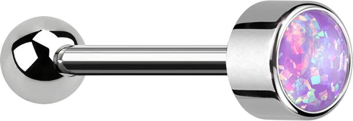 Star Piercing Micro Barbell Threadless silber mit Kugel und Zylinder Opal violett (Titan G23, ohne Messing)