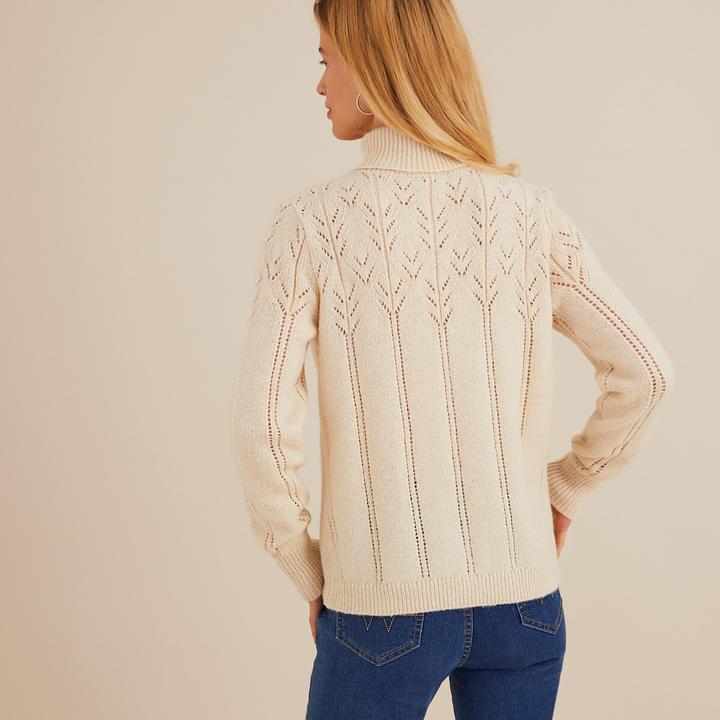 Actual product image Anne Weyburn Fine knit turtleneck jumper with ajour pattern (42)