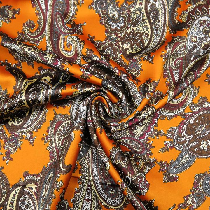 Image du produit Stoffrestposten Satin - Paisley Orange - quantité minimale de vente : 1 mètre