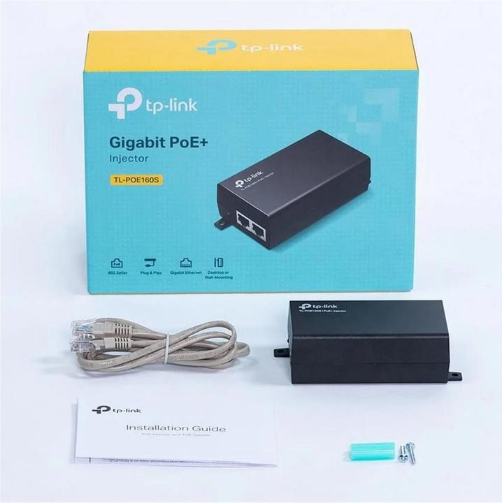 TP-Link PoE+ Injector Adapter TL-POE160S Ethernet LAN (RJ-45) Ports 1x10 (802.3at (PoE+), 802.3af (PoE), 30 W)