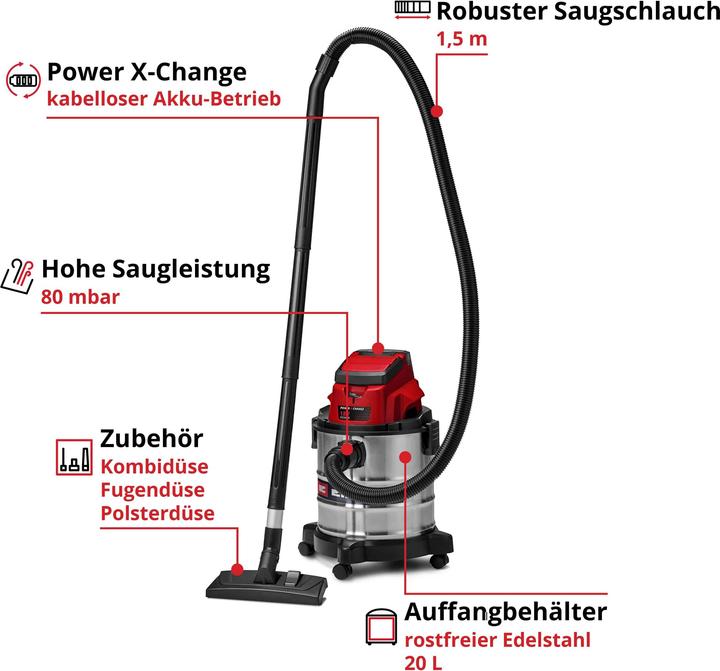 Actual product image Einhell TC-VC 18/20 Li S Solo (Wet dry vacuum cleaner)