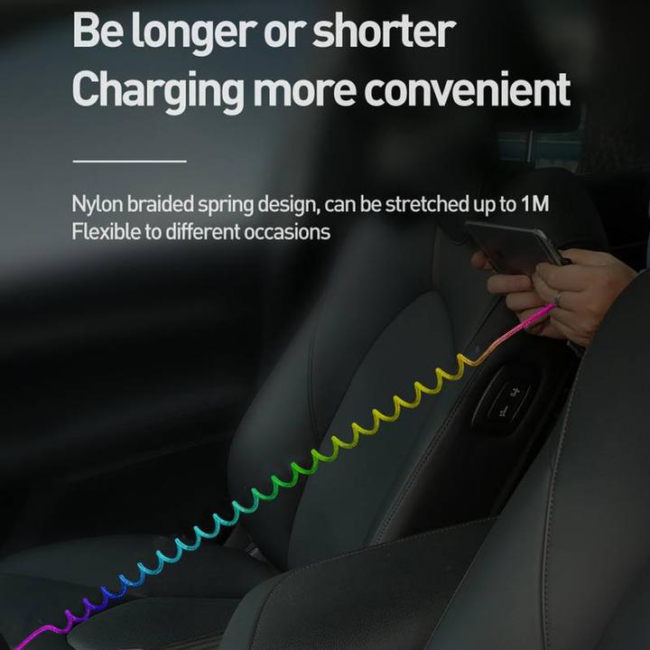 Image du produit PhoneLook Câble USB-A vers USB-C extensible en nylon tressé multicolore rainbow (1 m, USB 3.2 Gen 1)