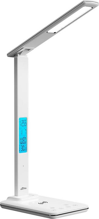 Media-Tech LEDITOU - Energy-saving LED desk lamp with 15W QI wireless charger. Illuminated alarm clock with °C