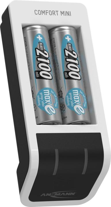 Produktbild Ansmann Comfort Mini Ladegerät inkl. 2 AA Mignon Akkus 2100 mAh (1 Stk., AA, AAA, 2100 mAh, Ladegerät inkl. Akku)