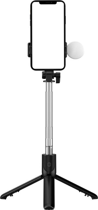 Actual product image Hurtel Selfie stick WR1YXS telescopic tripod 0.71m with round lamp - black