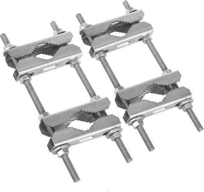 Actual product image Maclean MCTV-922 - Double antenna mast clamp V-jaw Galvanised steel Corrosion-resistant (Plug socket)