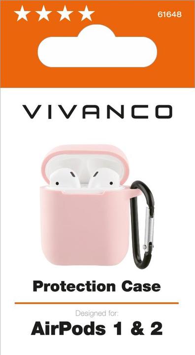 Produktbild Vivanco Apple AirPod Case 1&2 rosa 61648 AIRPODCASEVVP Schutzhülle mit Karabiner (Kopfhörer Tasche)