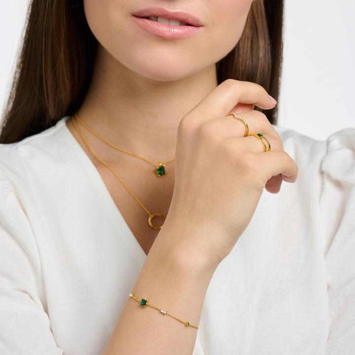 Immagine prodotto Thomas Sabo Bracciale con pietre verdi e bianche, oro (19 cm, Argento 925)