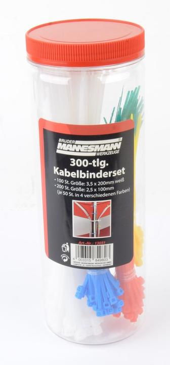 Produktbild Mannesmann Kabelbinder-Set 300-tlg. (Kunststoffkabelbinder, 200 mm, 300 Stk.)