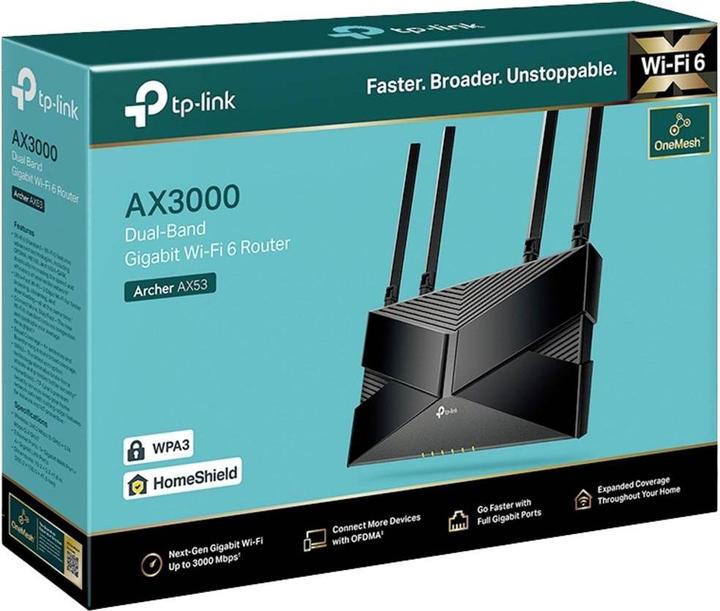 Productafbeelding TP-Link Archer AX53 WLAN Router Gigabit Ethernet Dual-Band (2.4 GHz/5 GHz) 4G Zwart