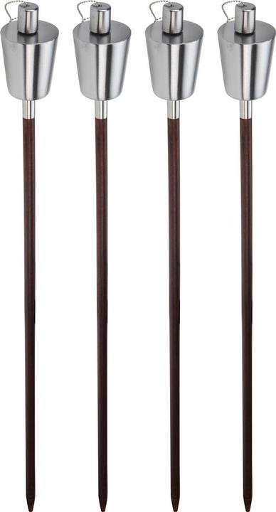 Image du produit ProGarden Lot de 4 torches de jardin à huile avec tige en bois de hêtre