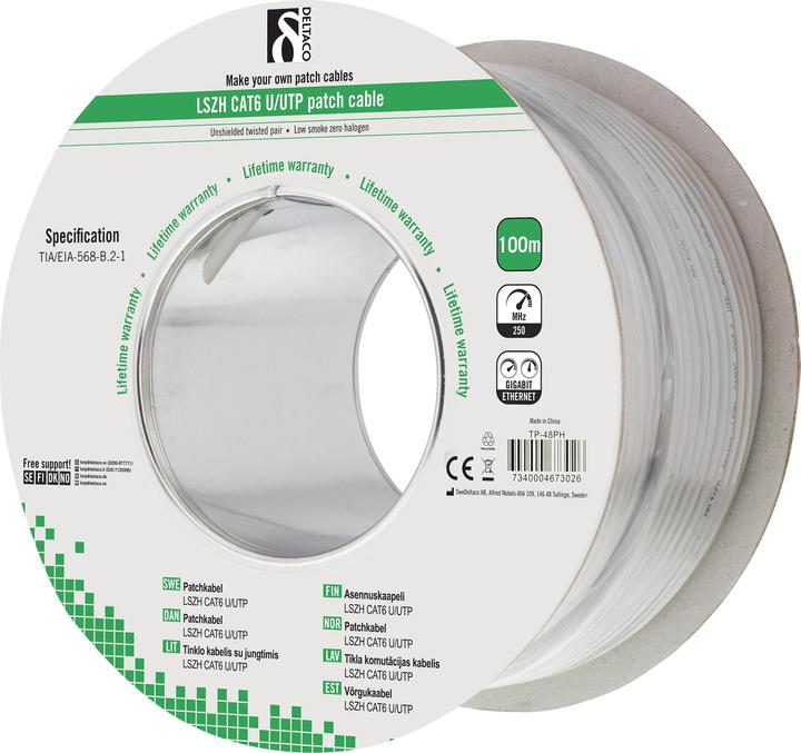 Immagine prodotto Deltaco Cavo patch U/UTP Cat6, LSZH, multipolare (U/UTP, CAT6, 100 m)
