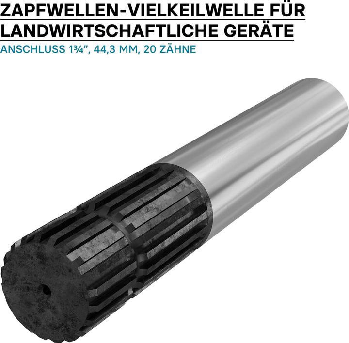 Produktbild Wiltec Zapfwellen Keilwelle E1 300mm Vielkeilwelle für PTO-Shaft mit 1 3/4" Z20 Traktor (Rasentraktor, Traktorzubehör)