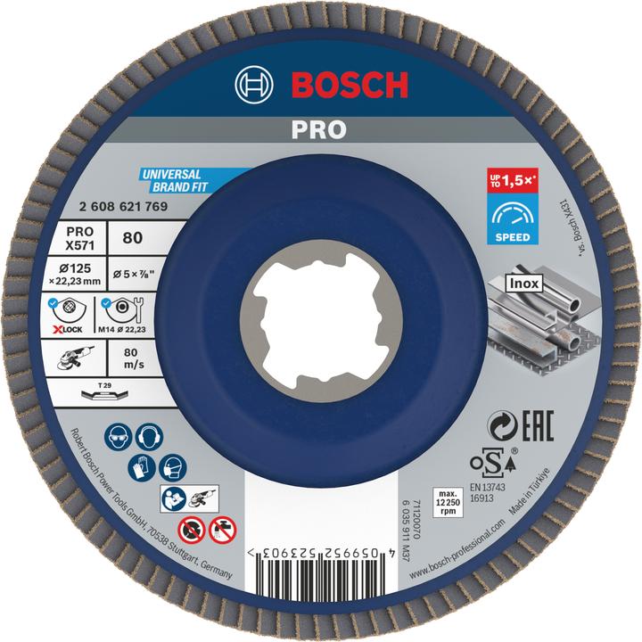 Actual product image Bosch Professional Zubehör PRO X571 X-Lock flap disc, 125 mm, G80 (80)