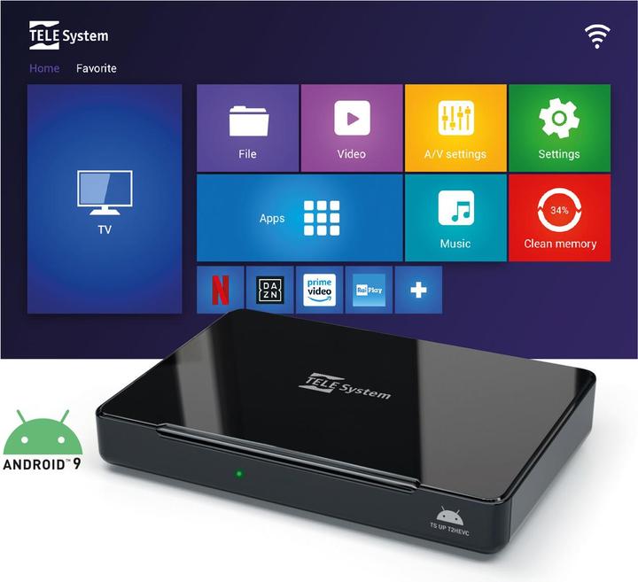 Actual product image Telesystem Decoder HD HDMI Android 9 Aosp Main 10 Ok Bonus TV Strong Ts Up T2 (8 GB, DVB-T, DVB-T2)