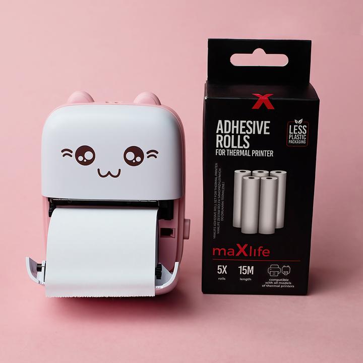 Actual product image Maxlife Bluetooth thermal printer MXTP-100 pink (Black and white)