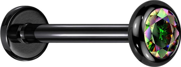 Actual product image Star Piercing Micro Labret internal thread black disc rounded black crystal dark multicolour (Titanium G23, without brass)