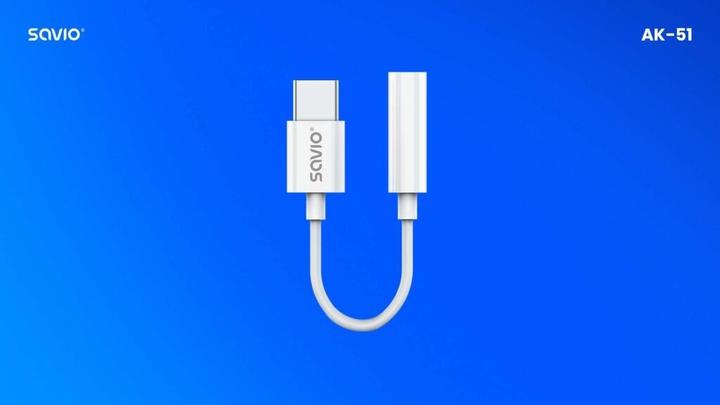 Immagine prodotto Savio Adattatore audio - USB Tipo 3.1 C M - Jack 3.5mm F - Bianco AK-51 (0.11 m, USB)