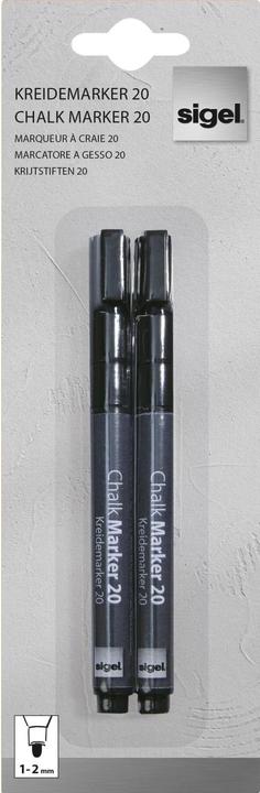 Sigel Kreidemarker 20 Rundspitze (Noir, 2 mm, 2 x)