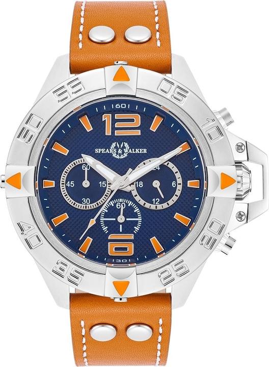 Spears & Walker Quarzuhr Varus II Echtleder Cognac - 34106 (Chronograph, 49 mm)