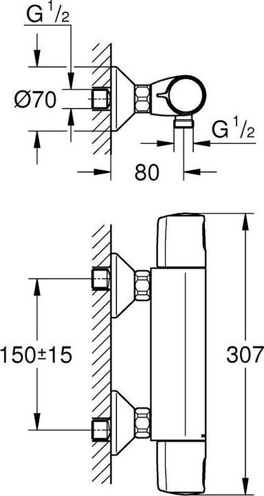 Produktbild Grohe Precision Trend Aufputz-Thermostat-Brausearmatur, EU-Stichmass, mattschwarz