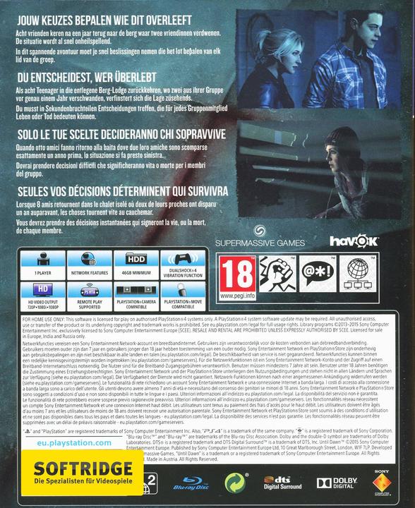 Produktbild Sony Until Dawn (PS4, Multilingual)