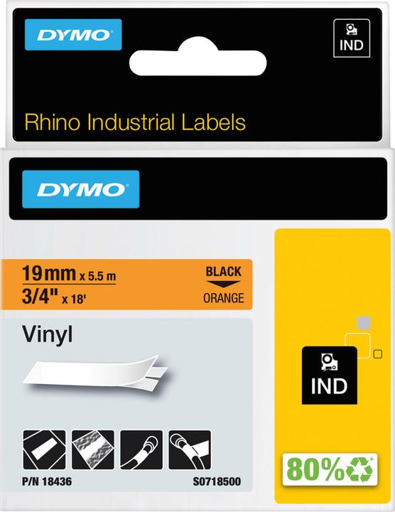 Actual product image Dymo Writing tape 19mm vinyl (1.90 cm, Orange)