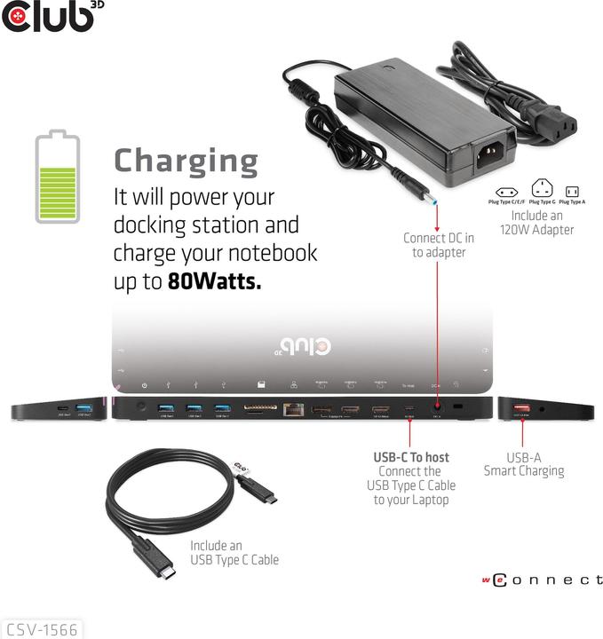 Productafbeelding Club 3D CSV-1566 (USB-C, 4 Havens)